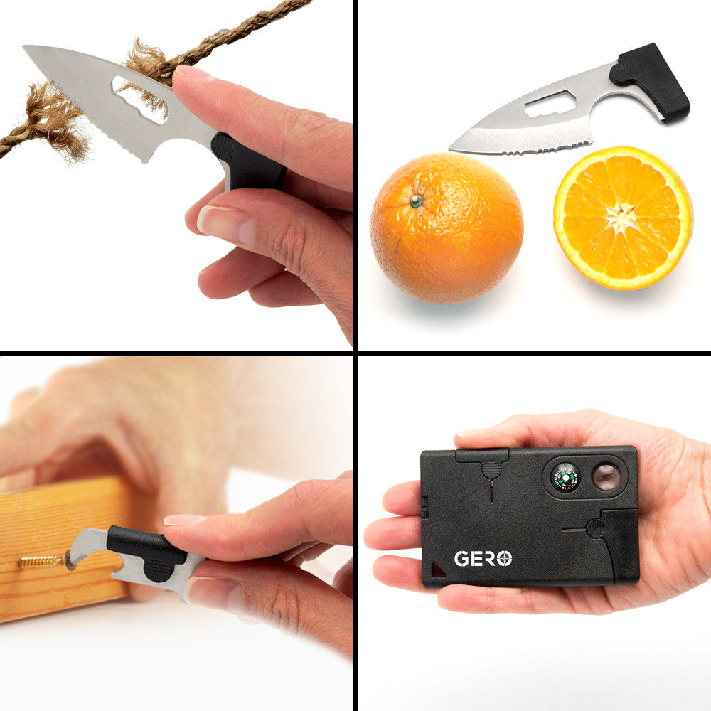 GERO Multi purpose Pocket 10 in 1 Credit Card Tool Survival Knife Screwdriver