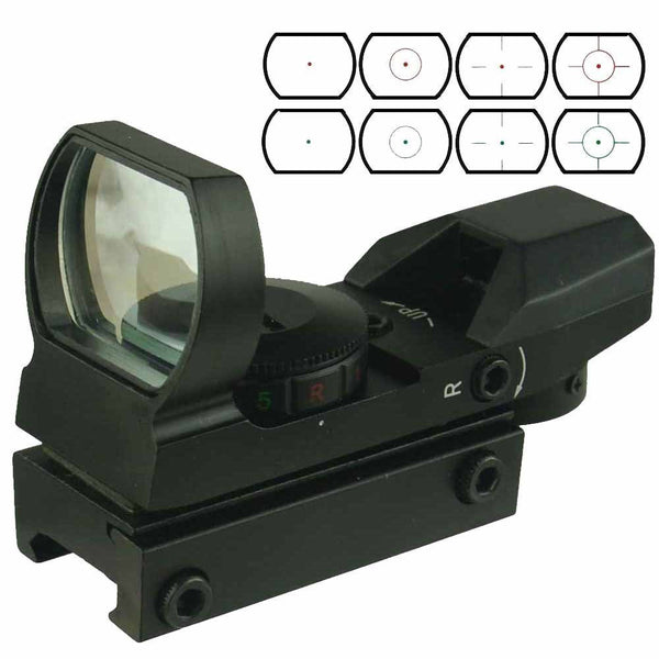 GERO Green & Red Dot Laser Sight 22 mm Rail Mount Base Scope 4 Reticles Reflex